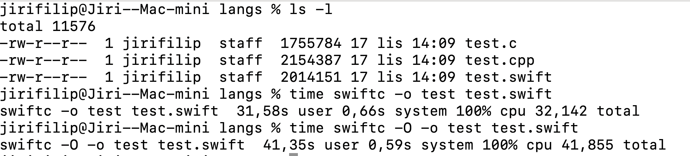 terminal code execution swift