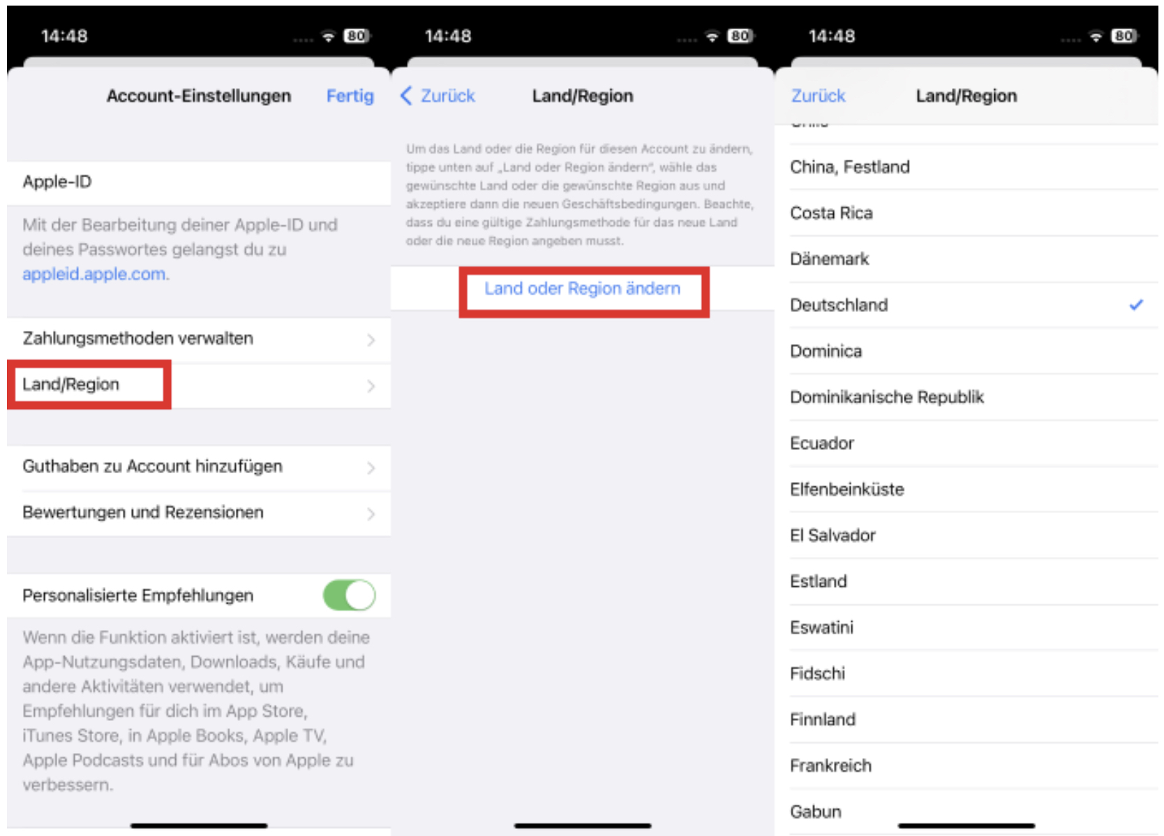 change country region settings
