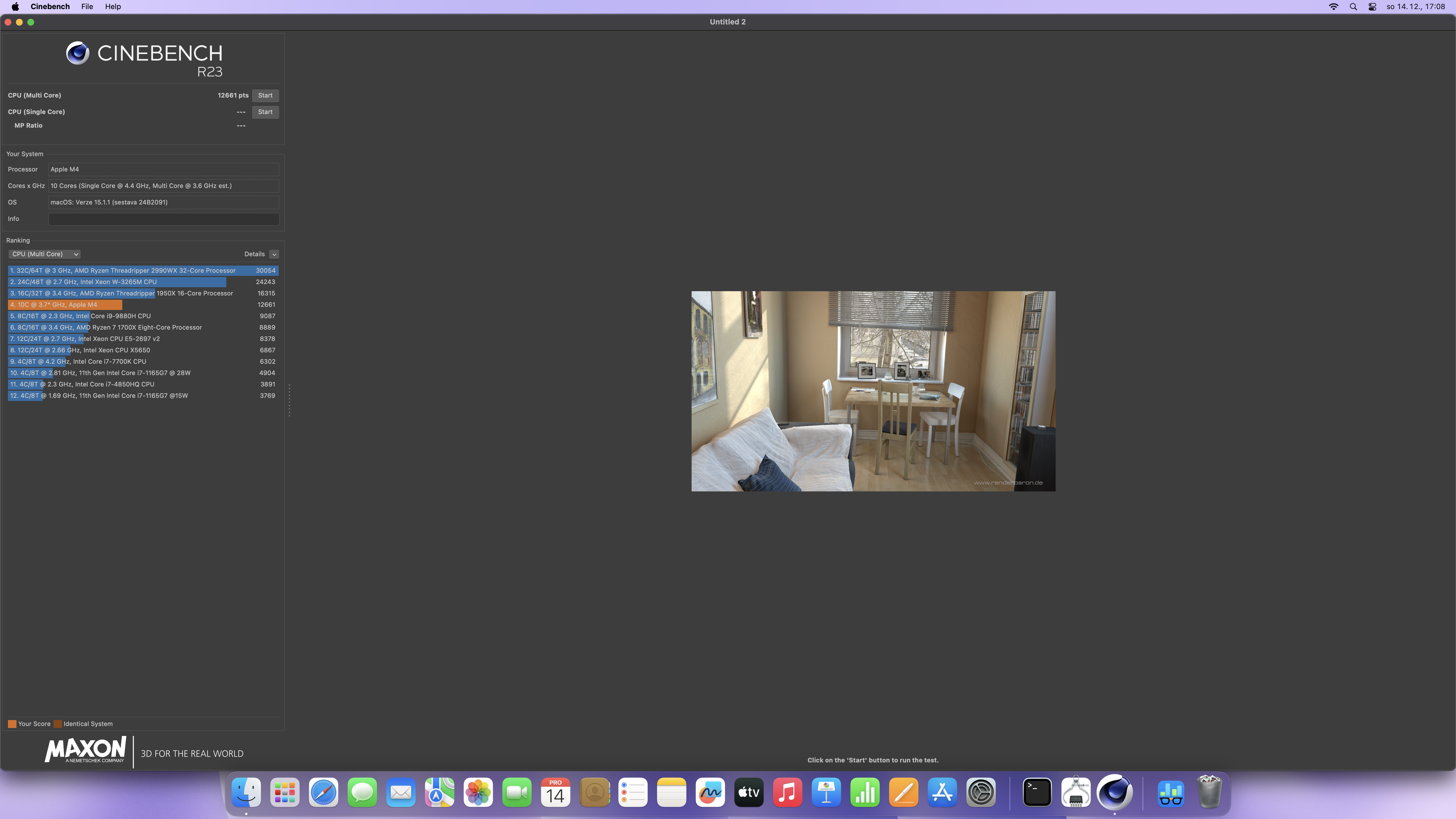 cinebench r23 benchmark screen