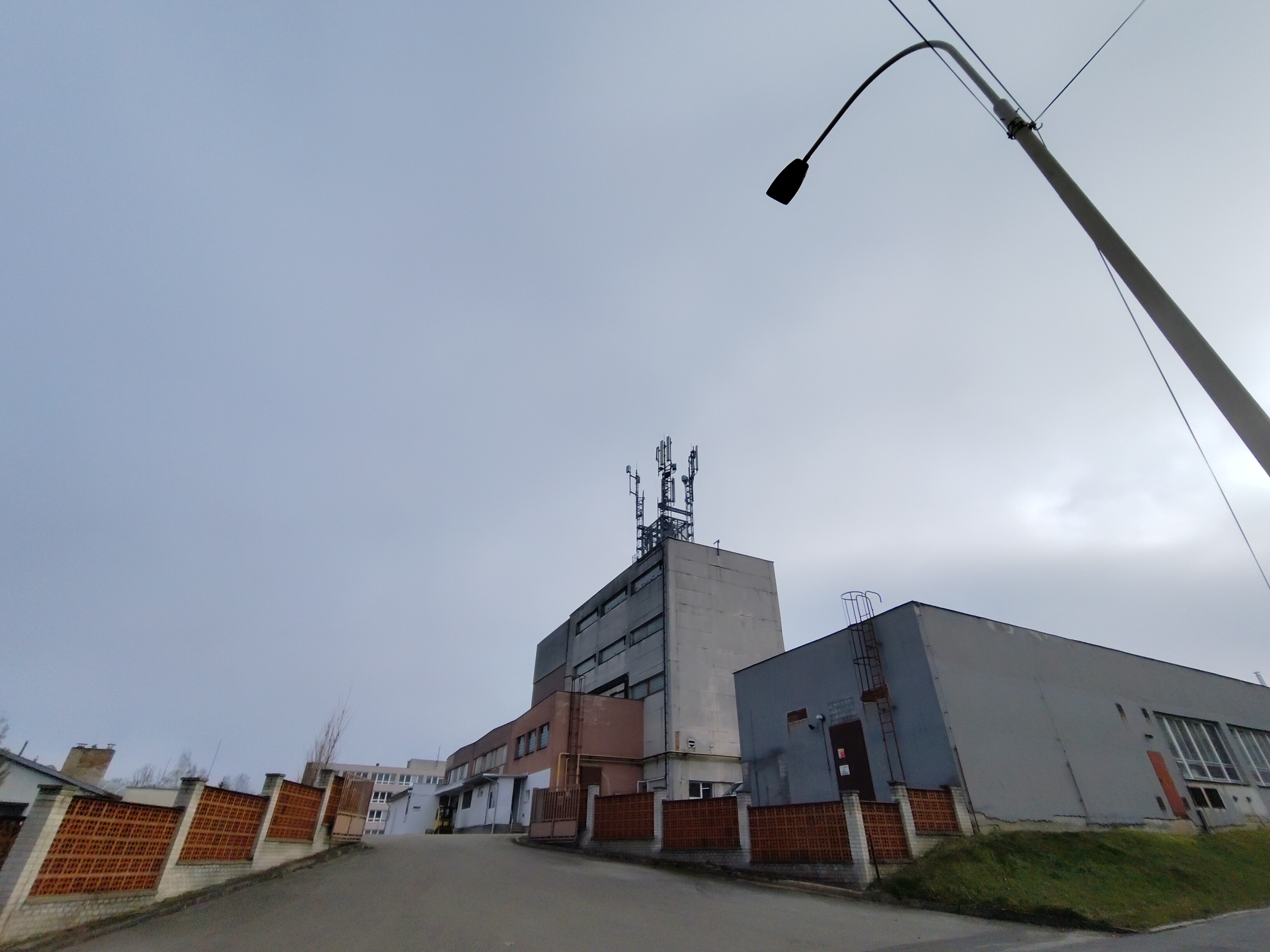 industrial building and street lamp