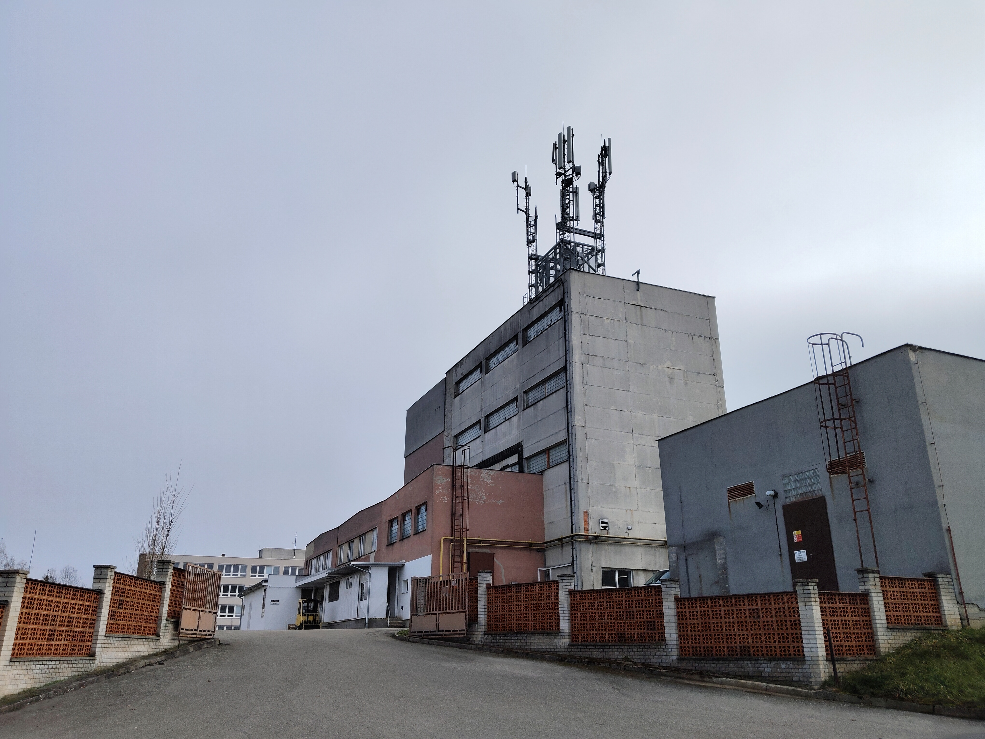 industrial building with antennas