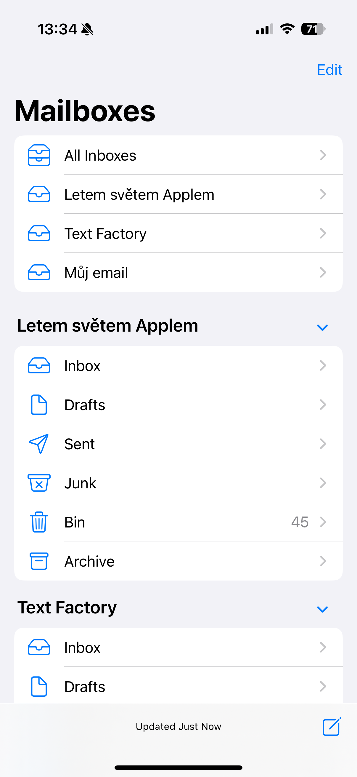 mailbox categories view