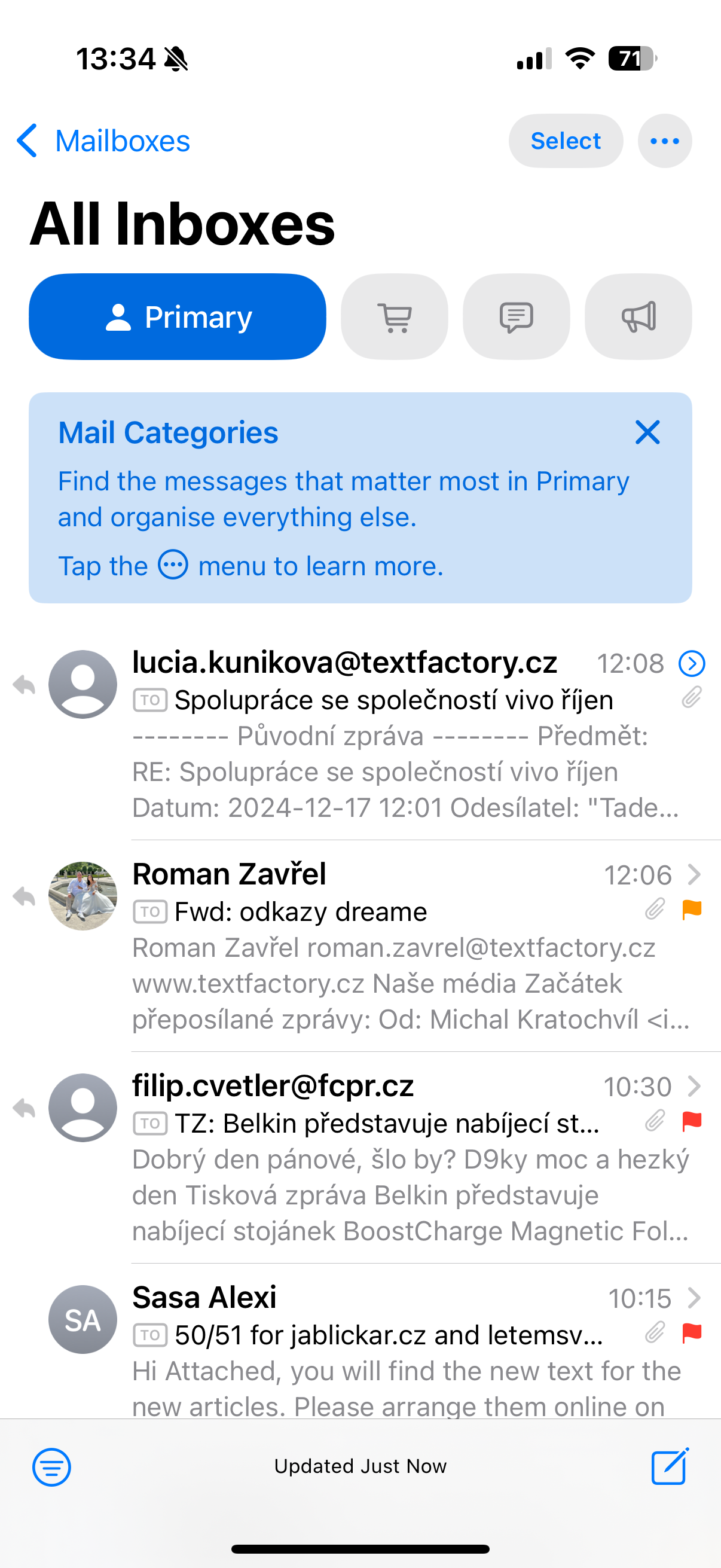 mailbox primary inbox