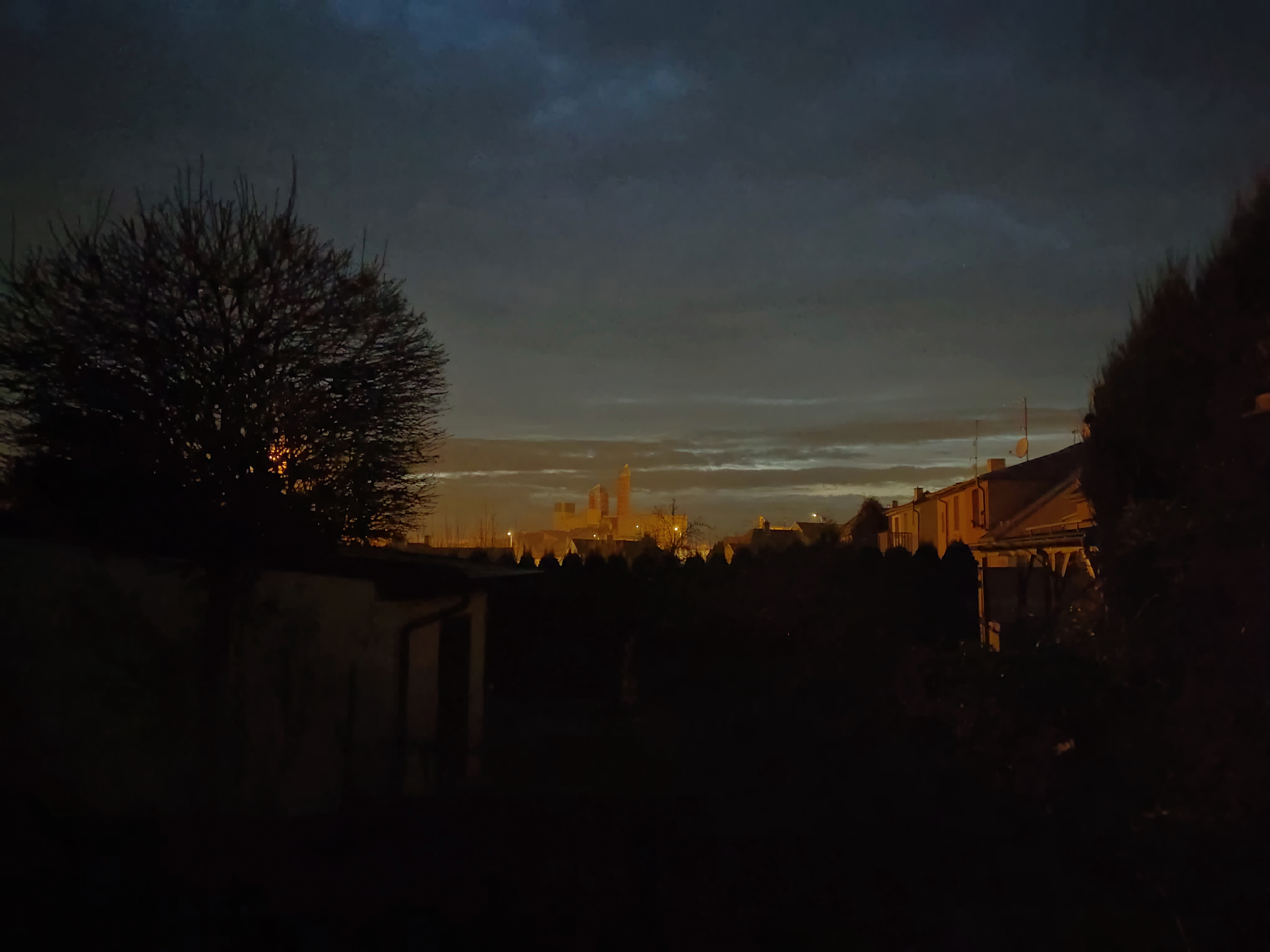 night skyline and houses