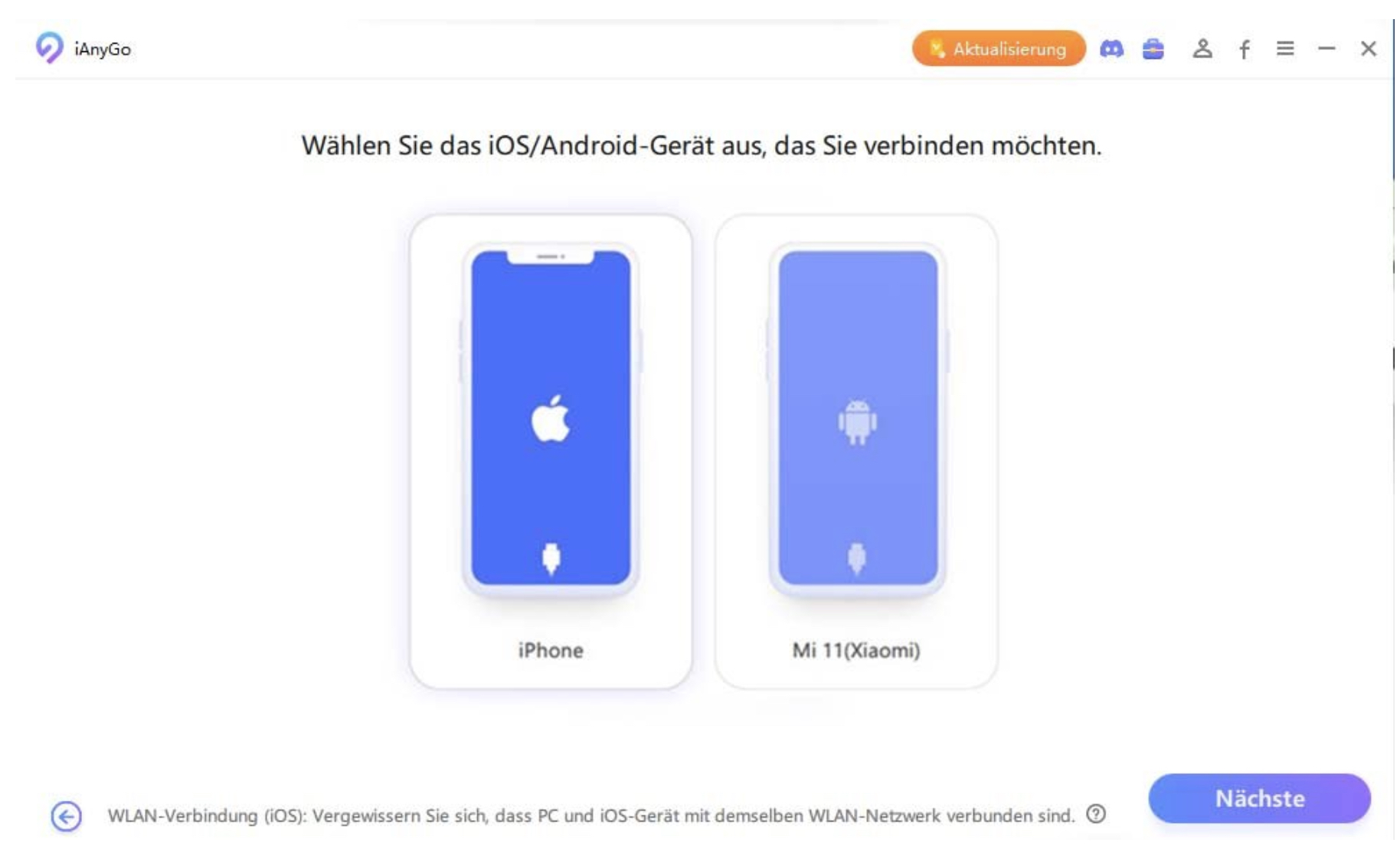 select ios android device