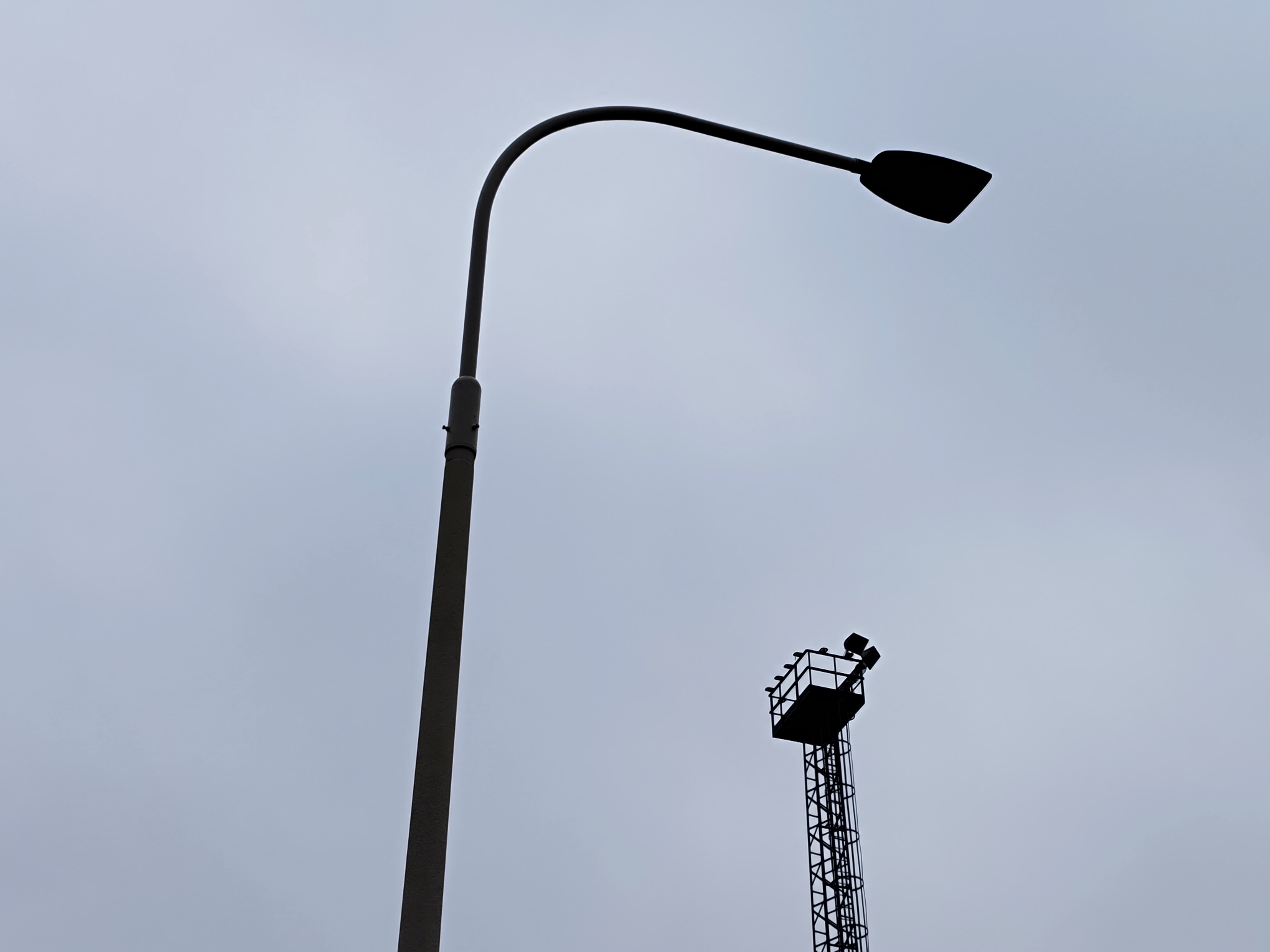 street lamp and tower closeup
