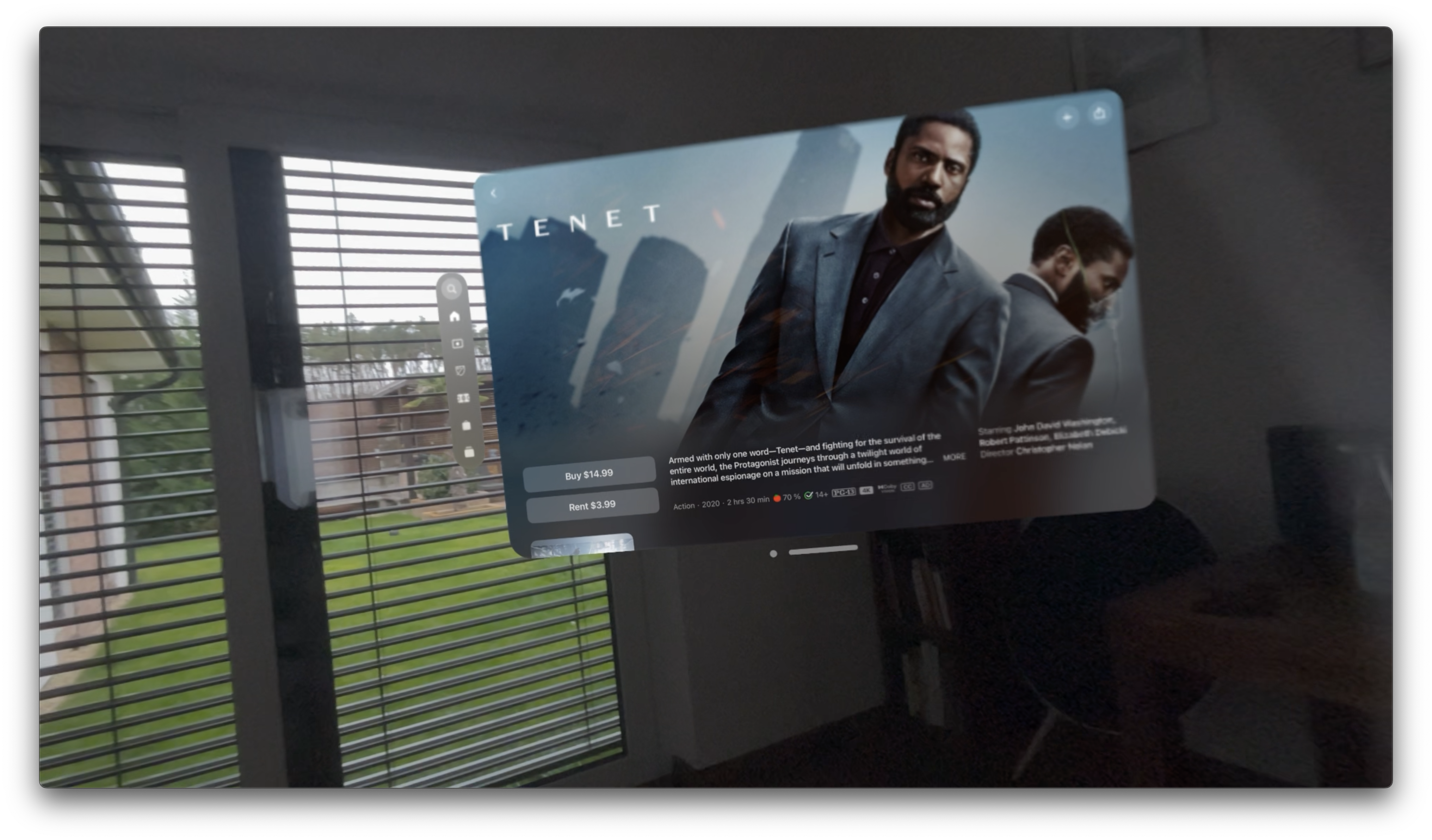 tenet movie poster on screen