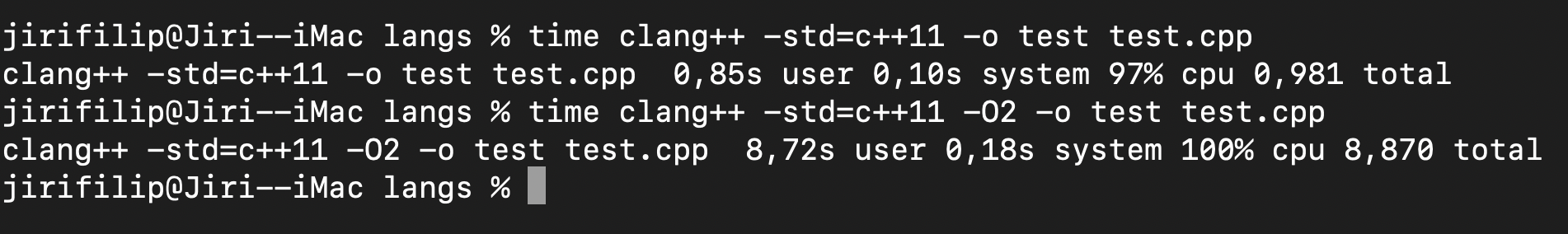 terminal clang test cpp