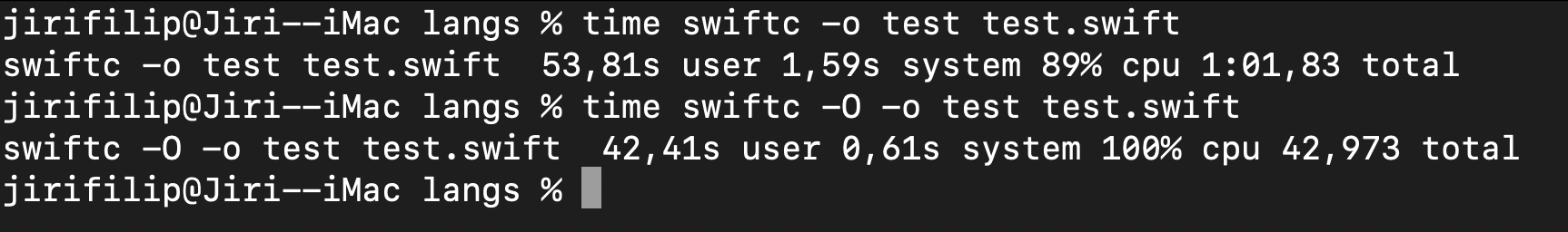 terminal swift test