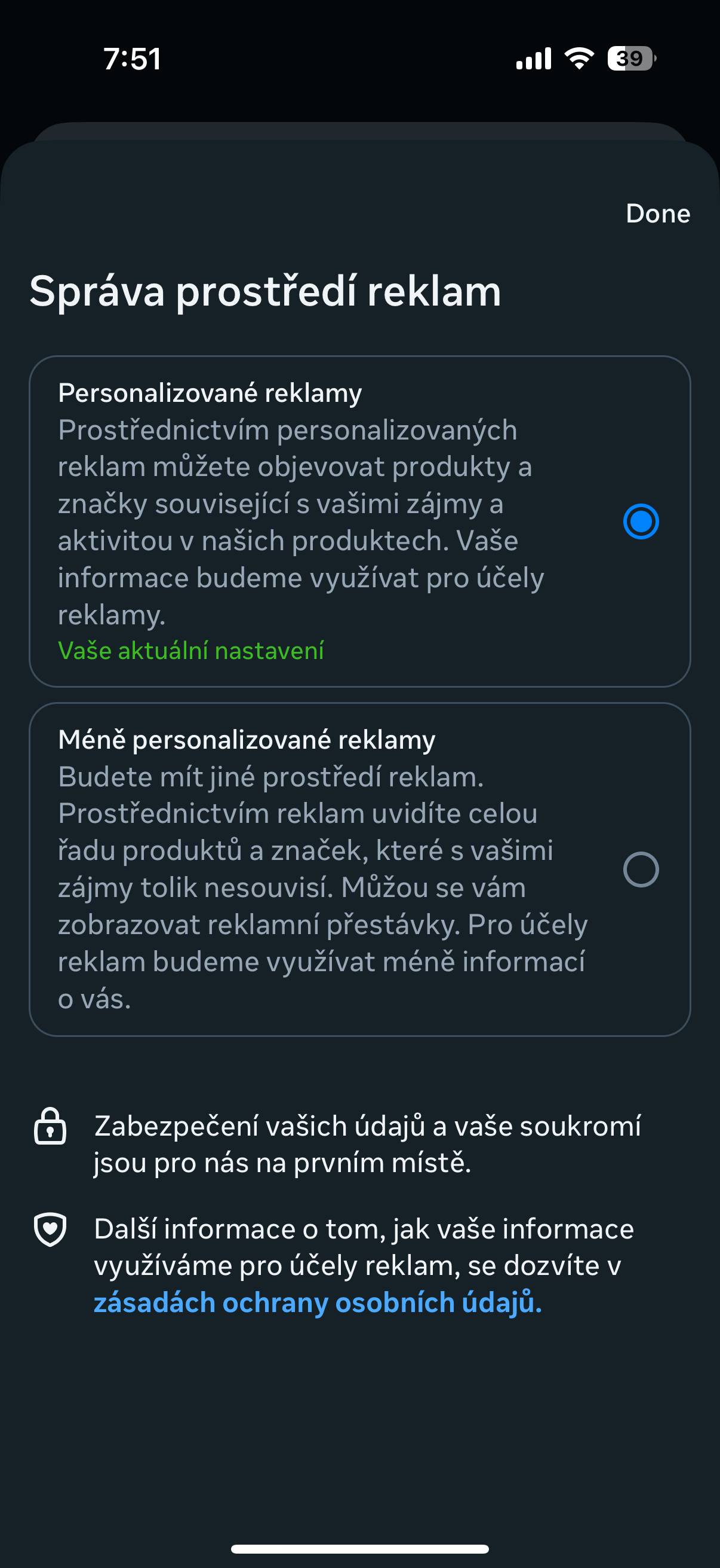 ad personalization options