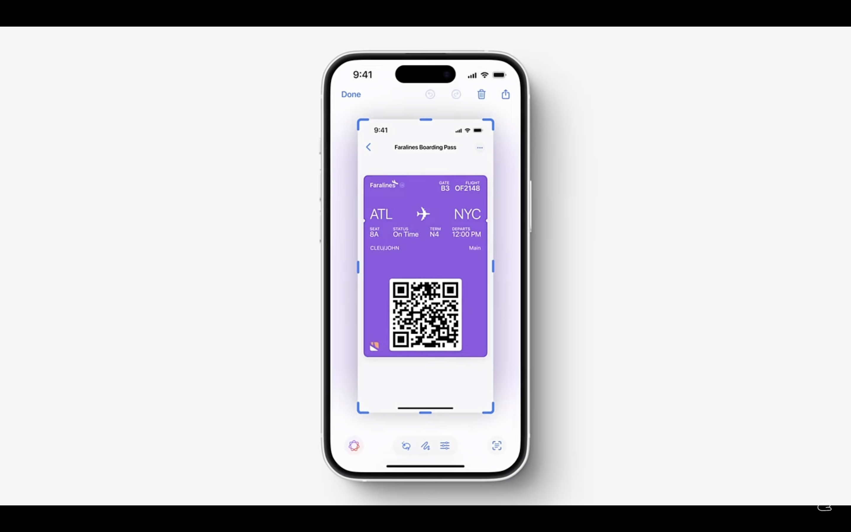 boarding pass qr code display