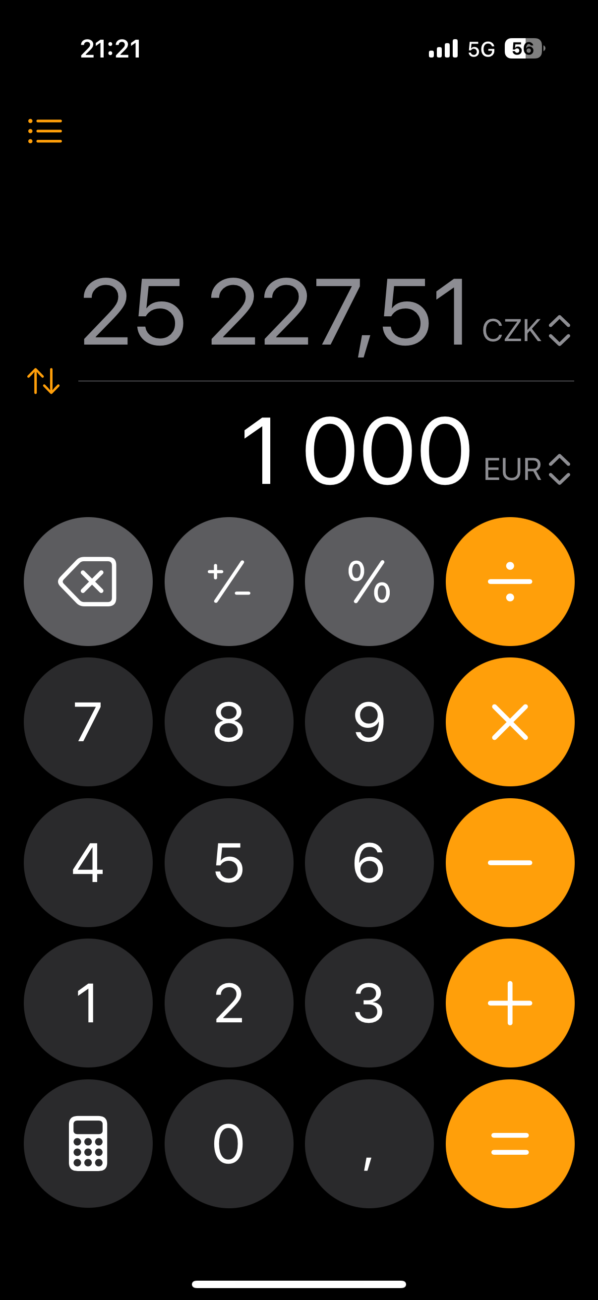 calculator interface