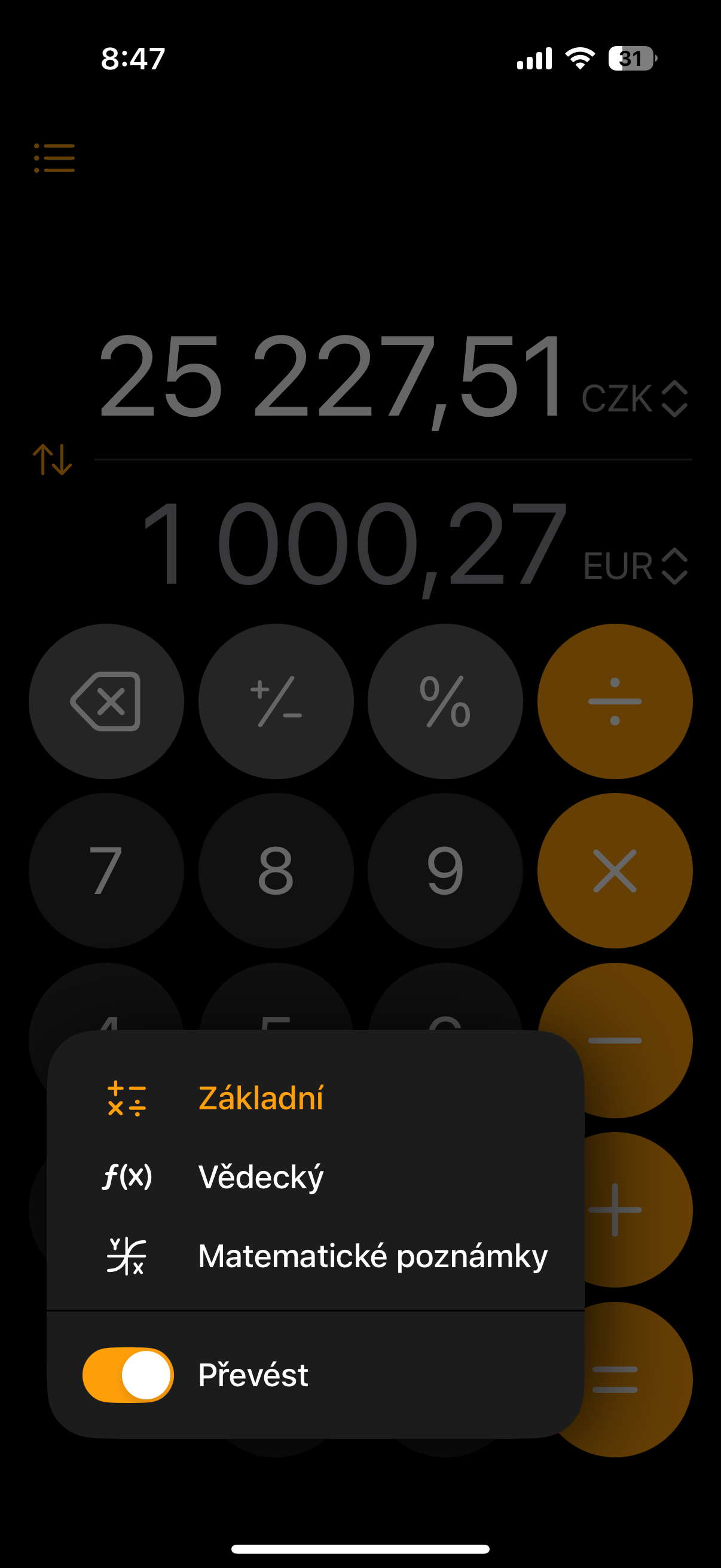 calculator options