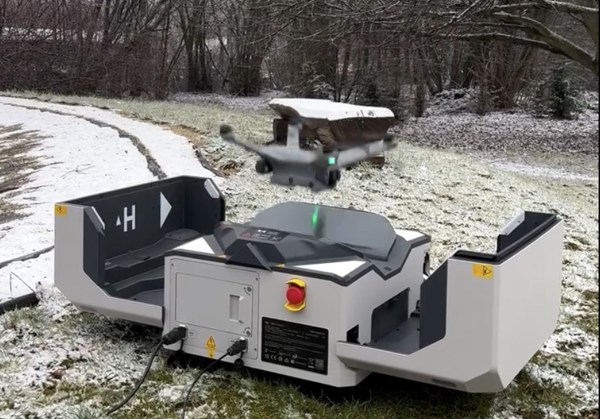 drone on snowy ground