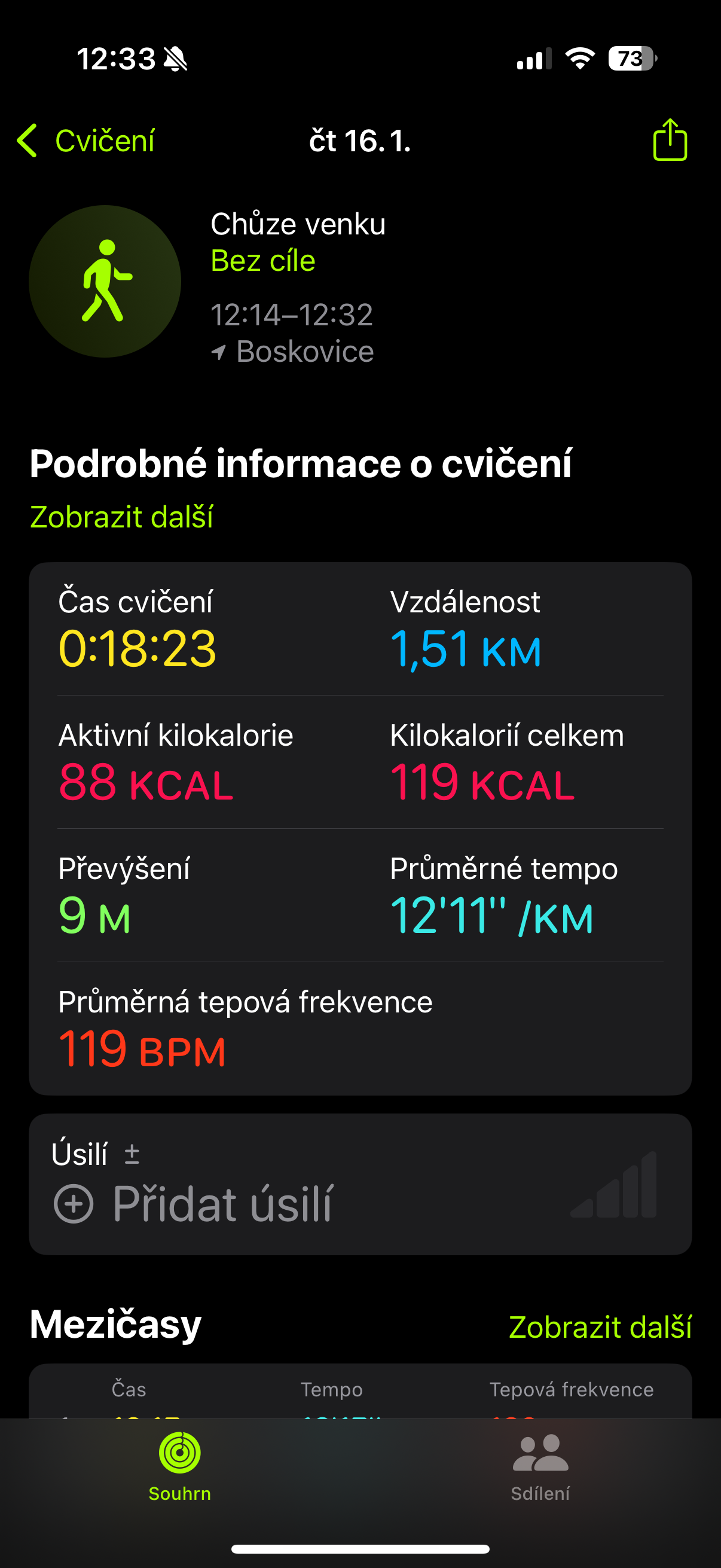 exercise summary details