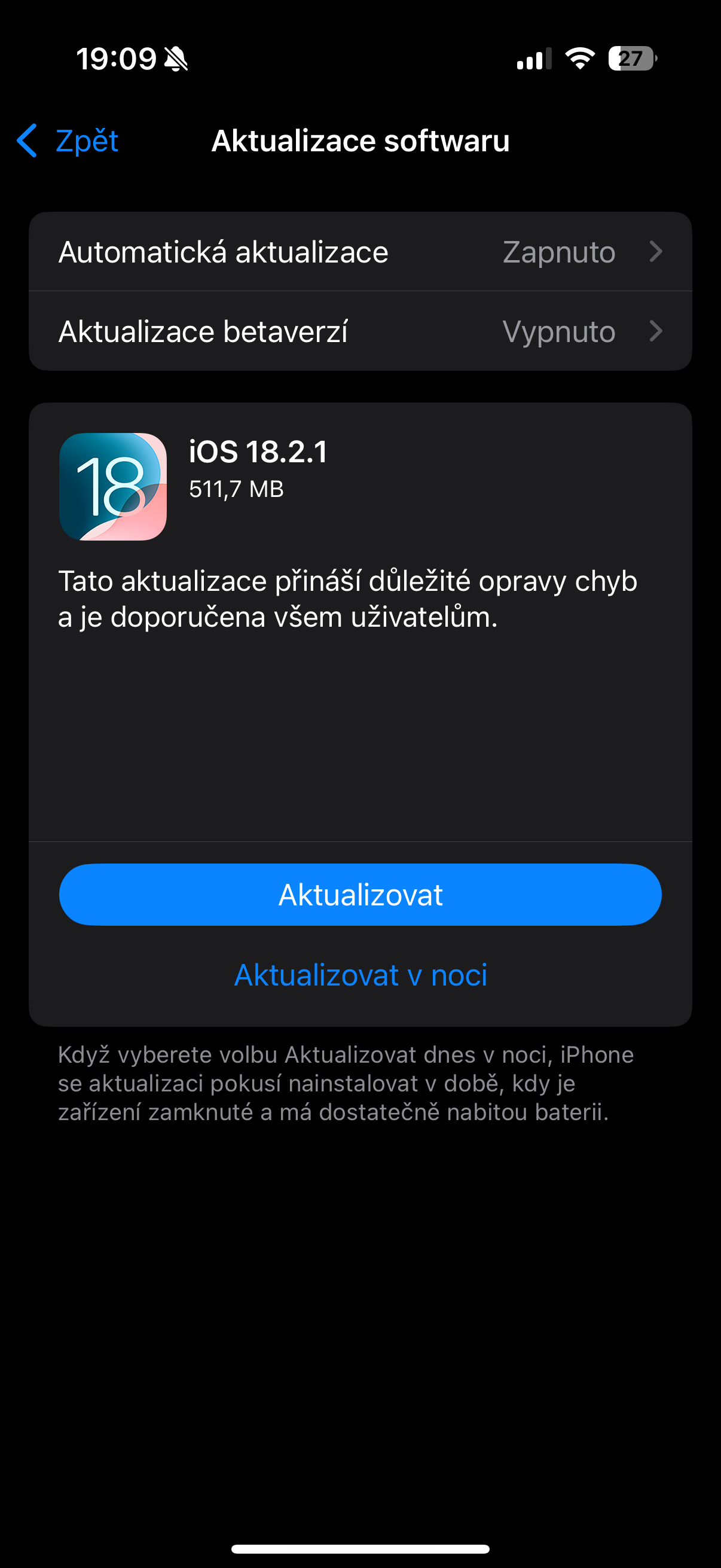 ios software update screen