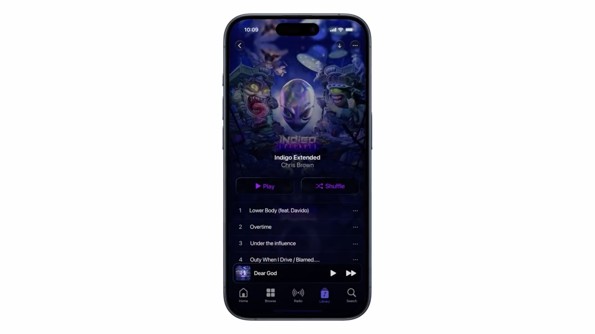 iphone music player indigo theme