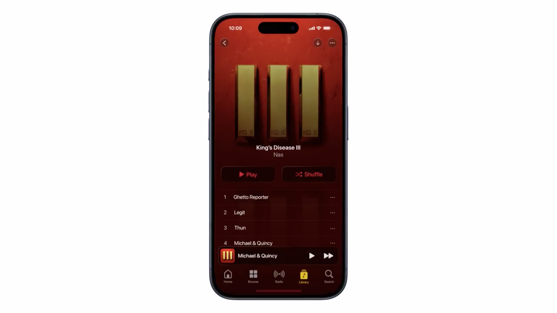 iphone music player red theme