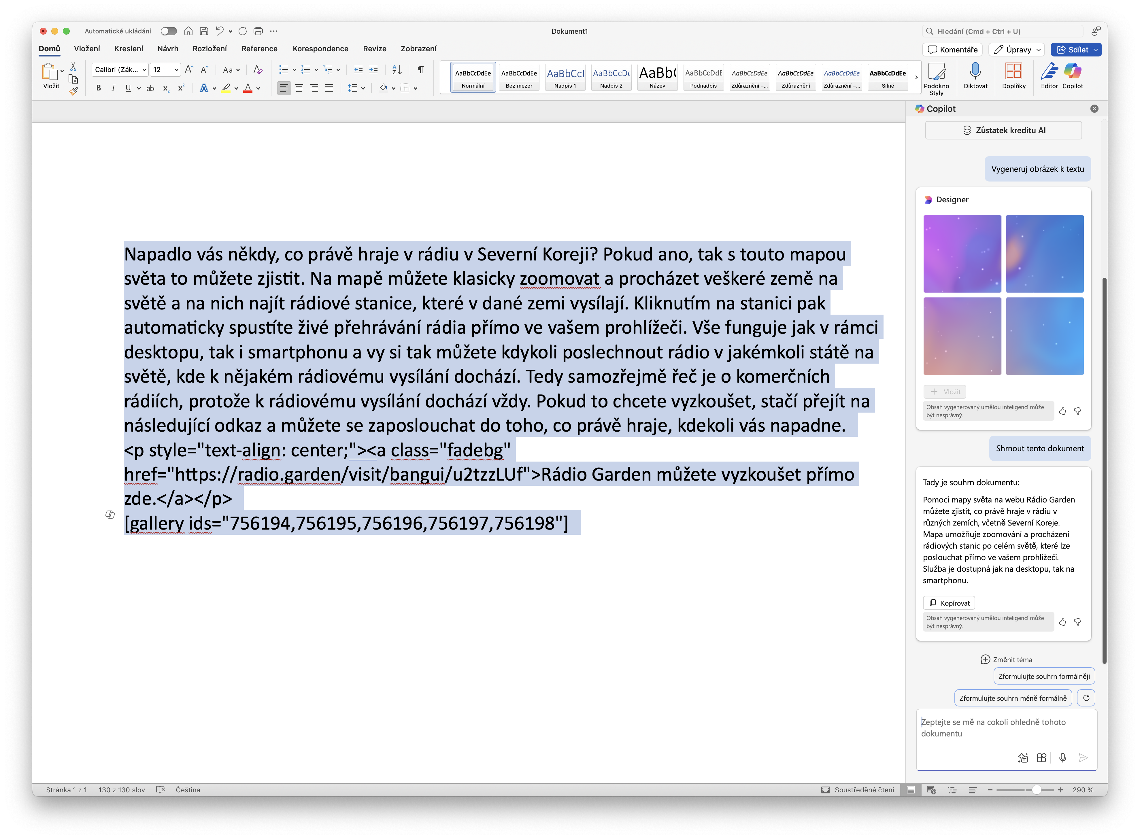 microsoft word text selection