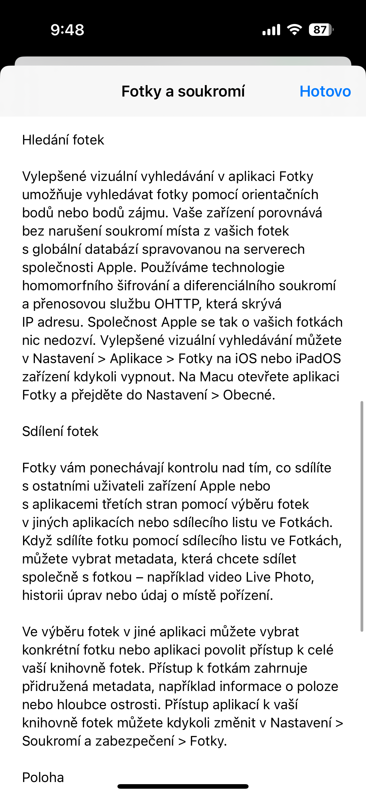 privacy settings screen