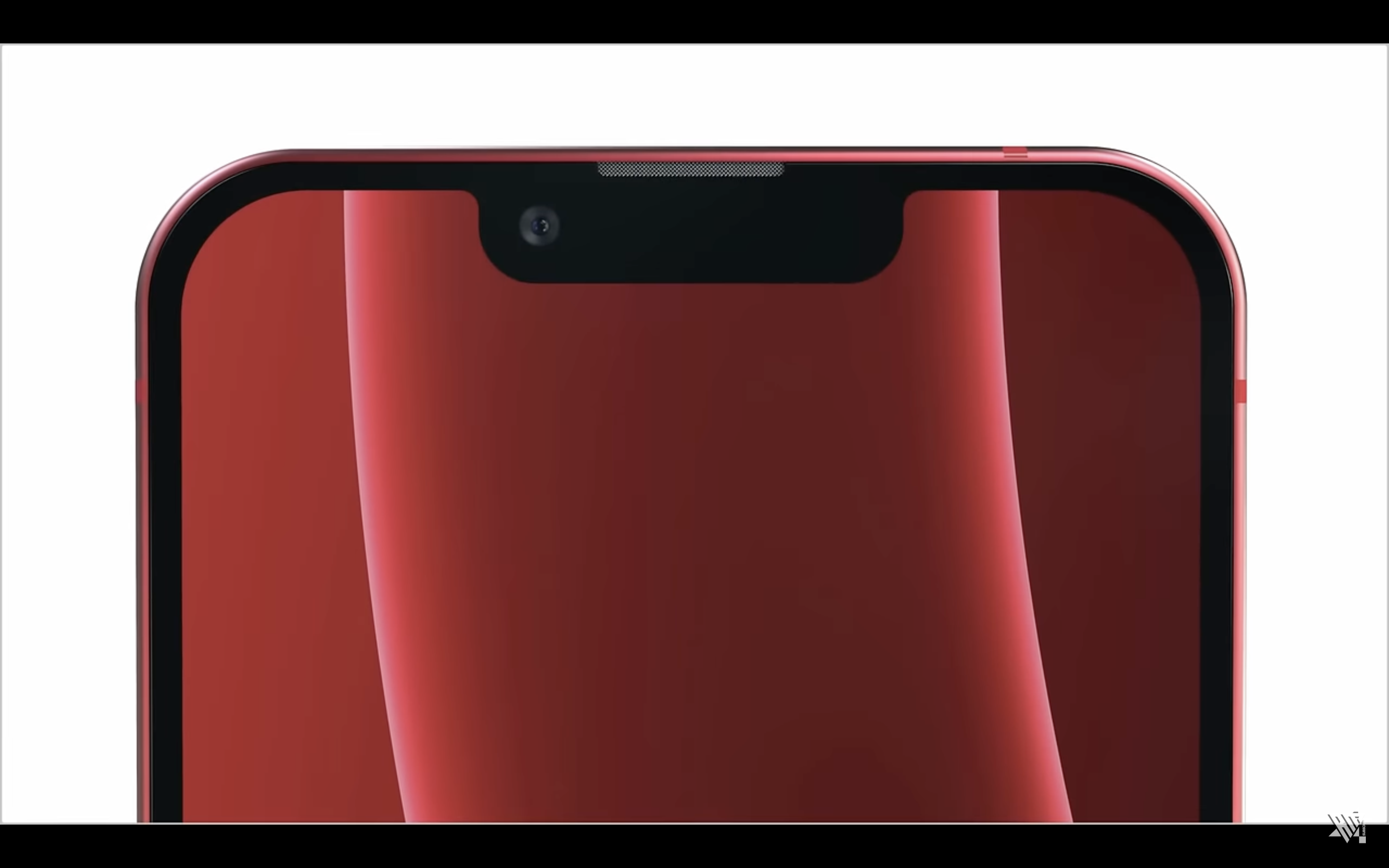 red smartphone front camera
