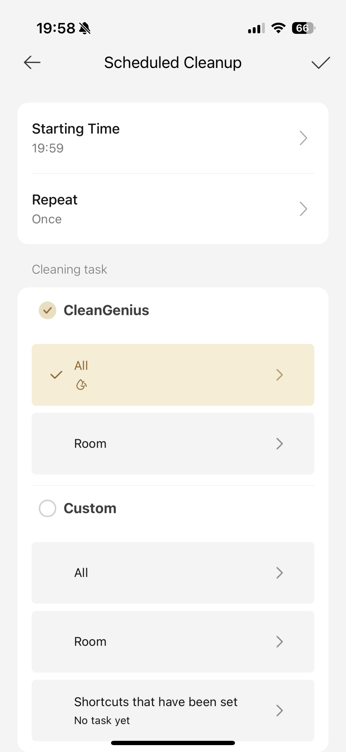 scheduled cleanup settings