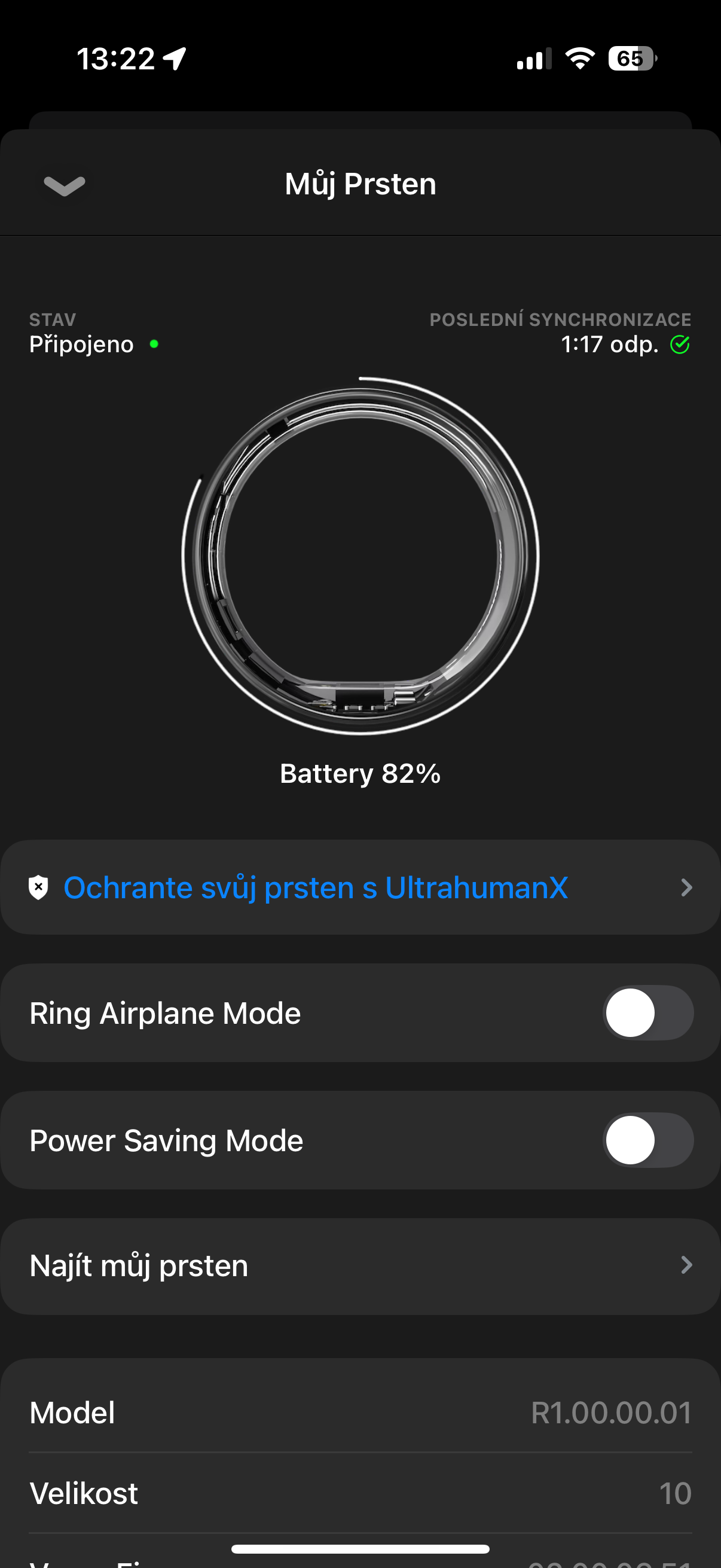 smart ring battery status