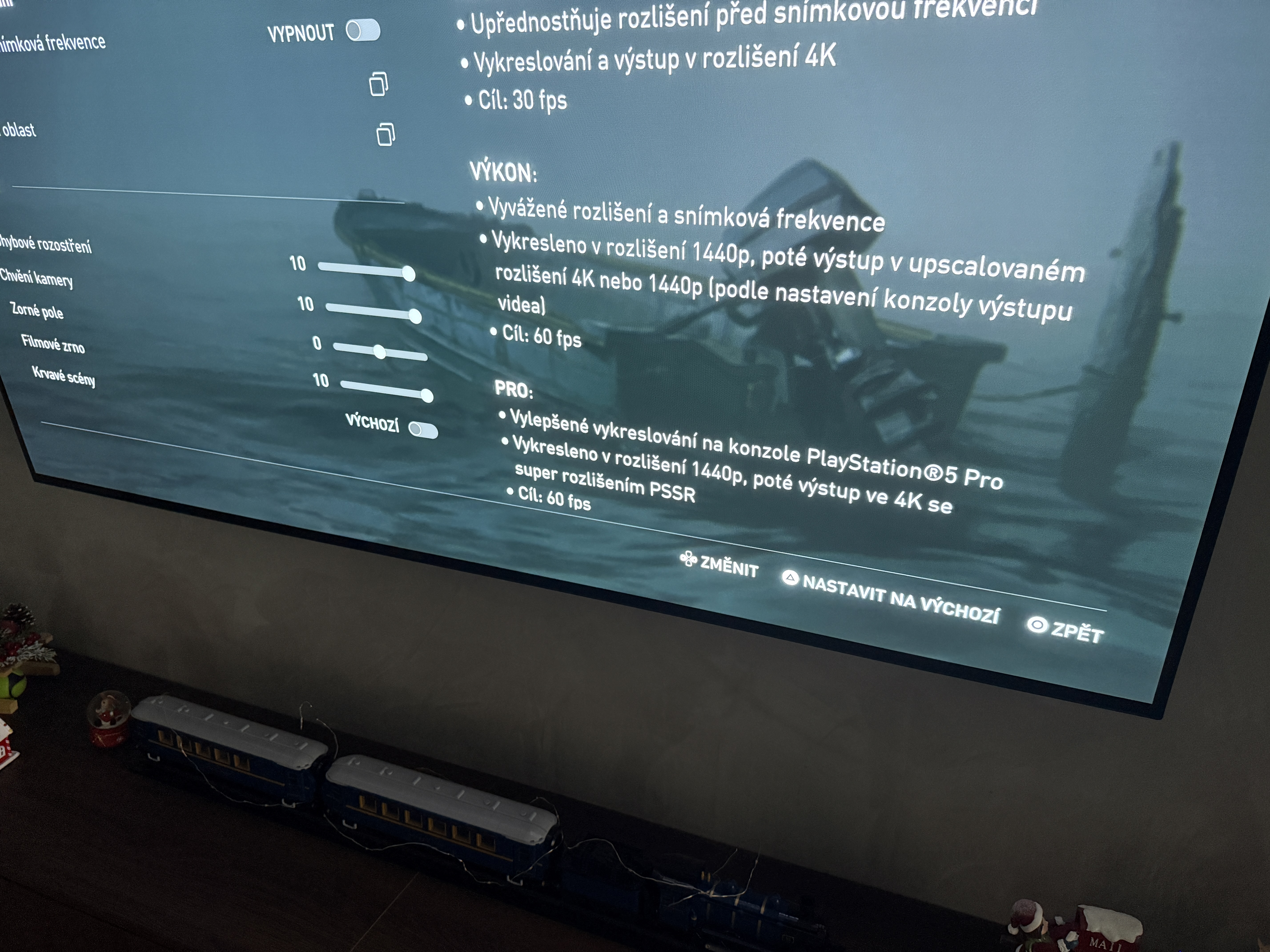 television screen settings closeup