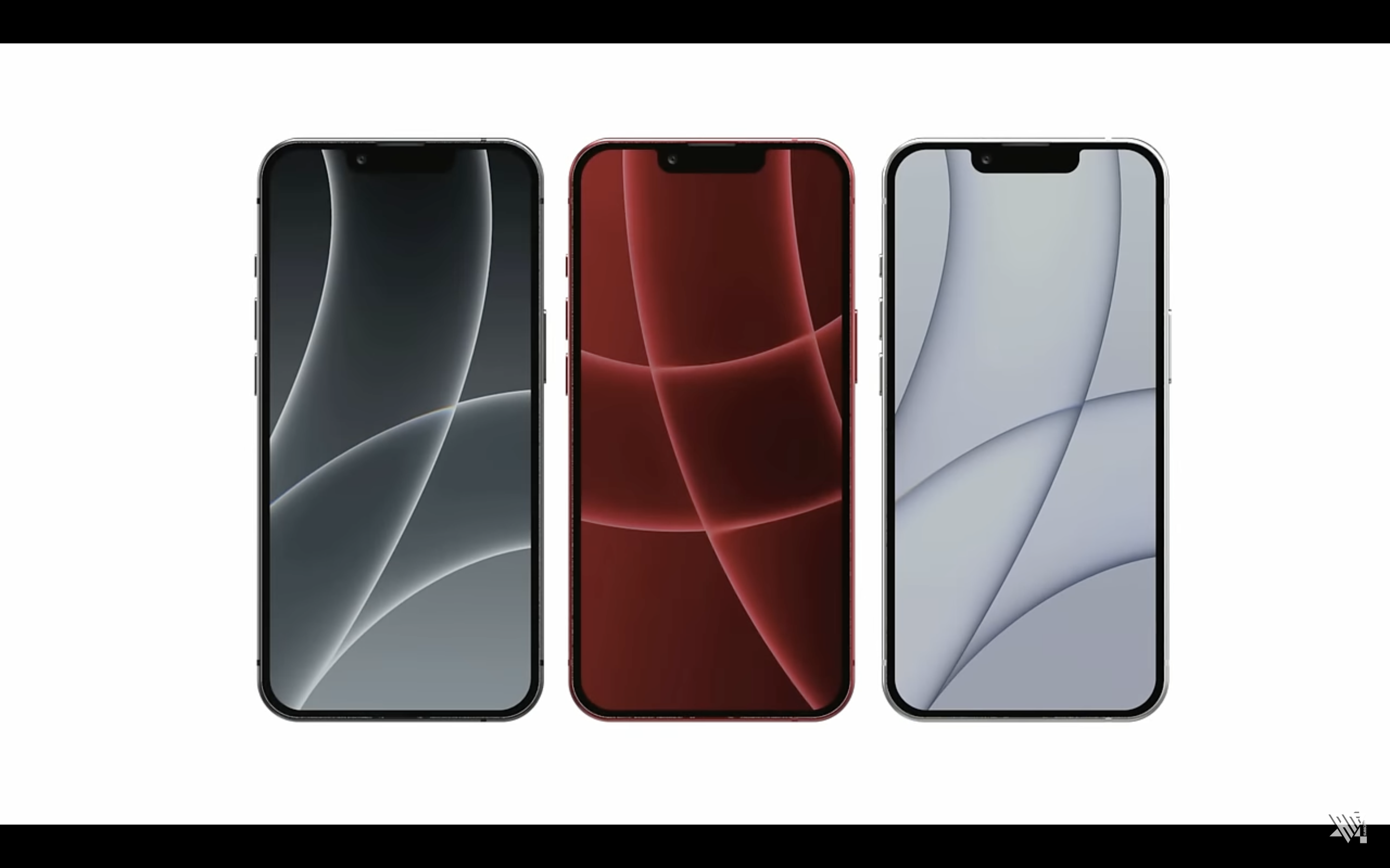 three smartphones front view