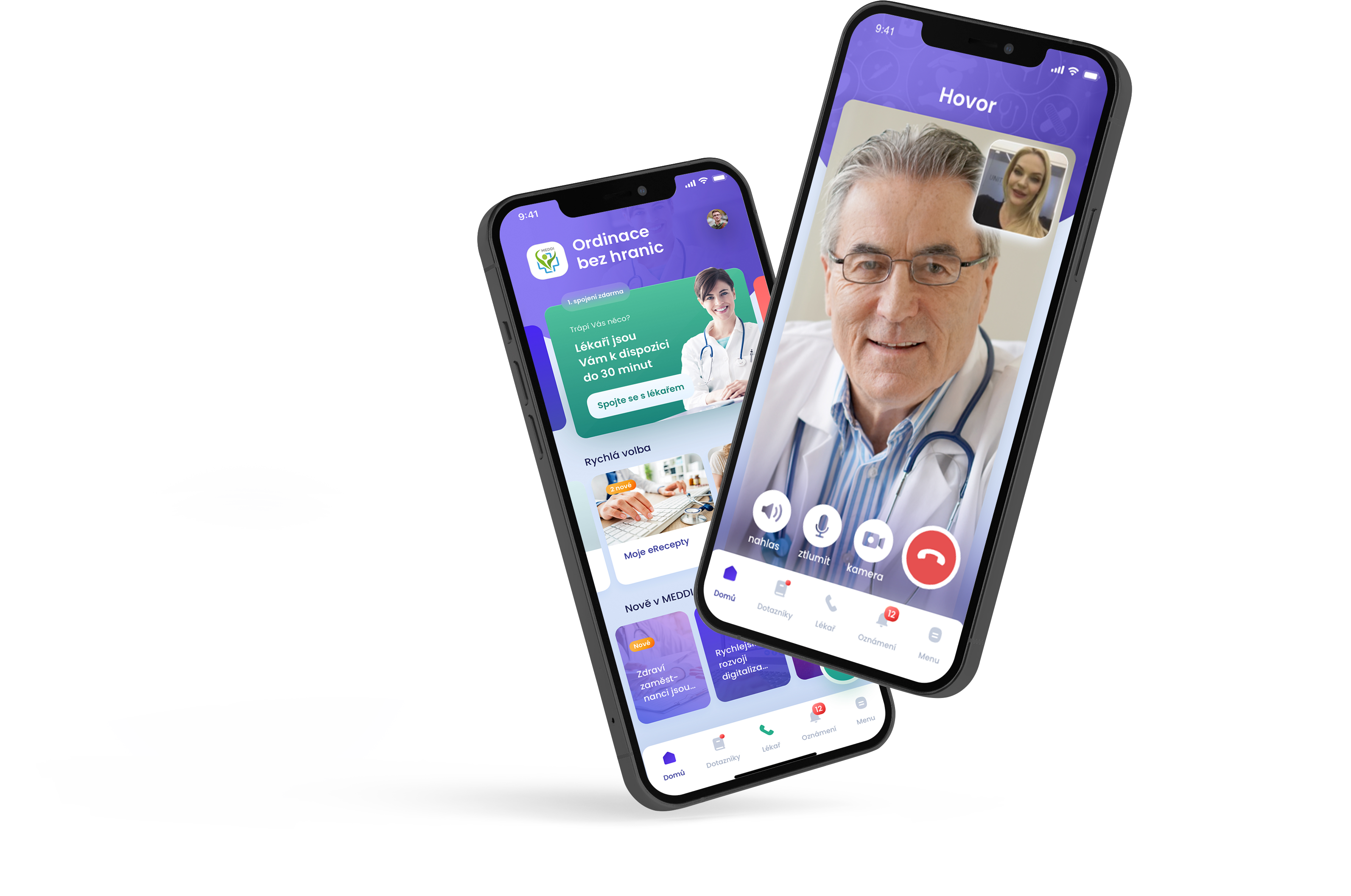 video call healthcare app display