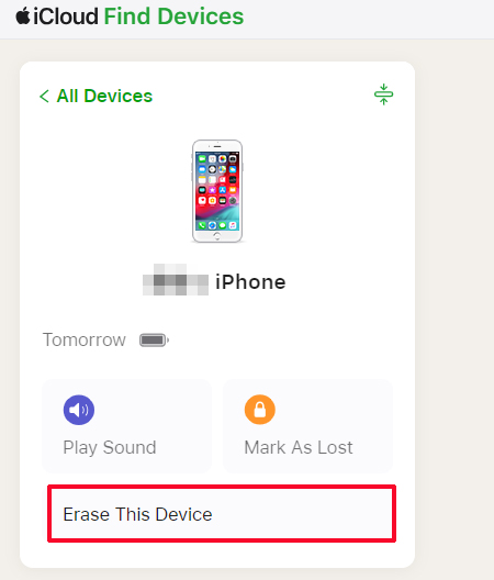 erase this device icloud online