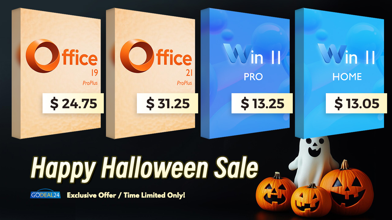 Halloweenský výprodej softwaru: Získejte Office 2021 Pro s neomezeným používáním pouze za 31,25 €, Win 11 Pro za 13,25 € a další