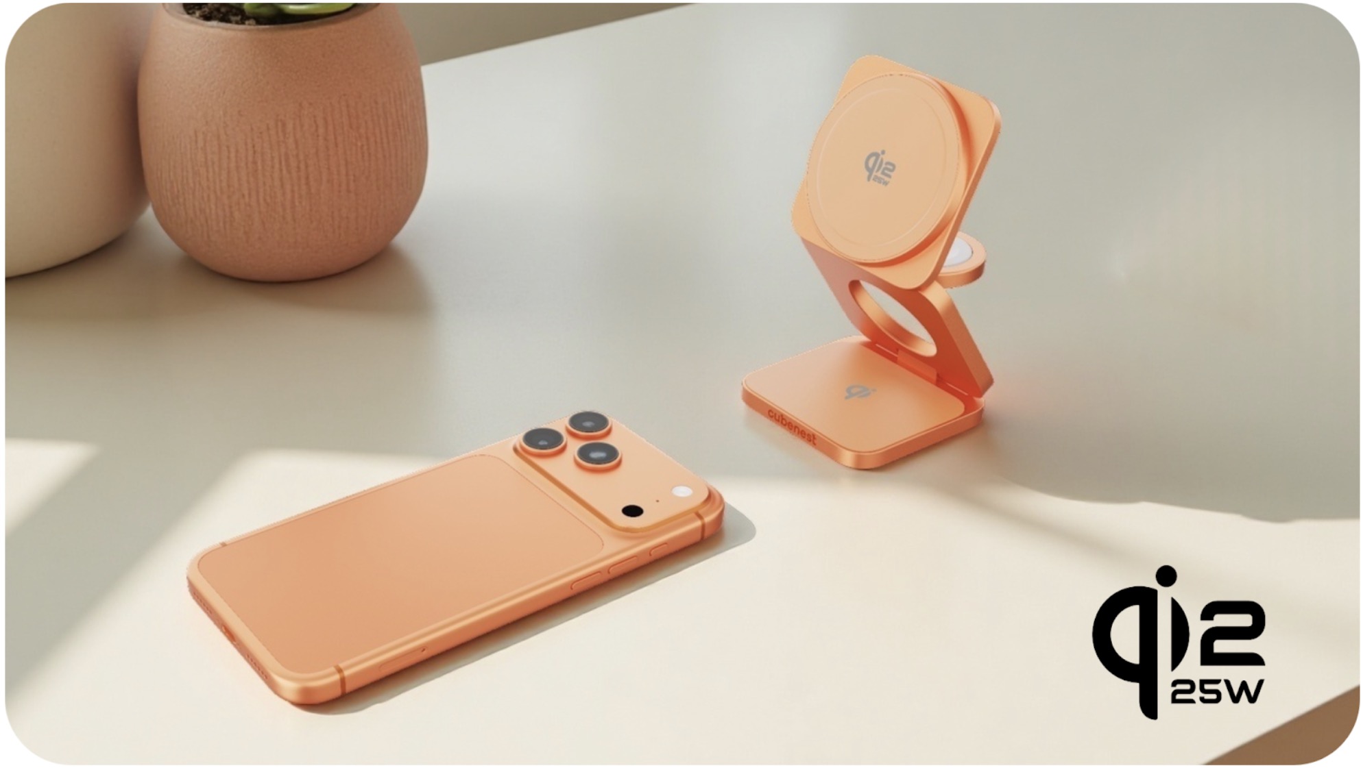 Limitovaná edice oranžové Qi2.2 MagSafe nabíječky 3v1, která nabije váš iPhone na 50% za 25 minut