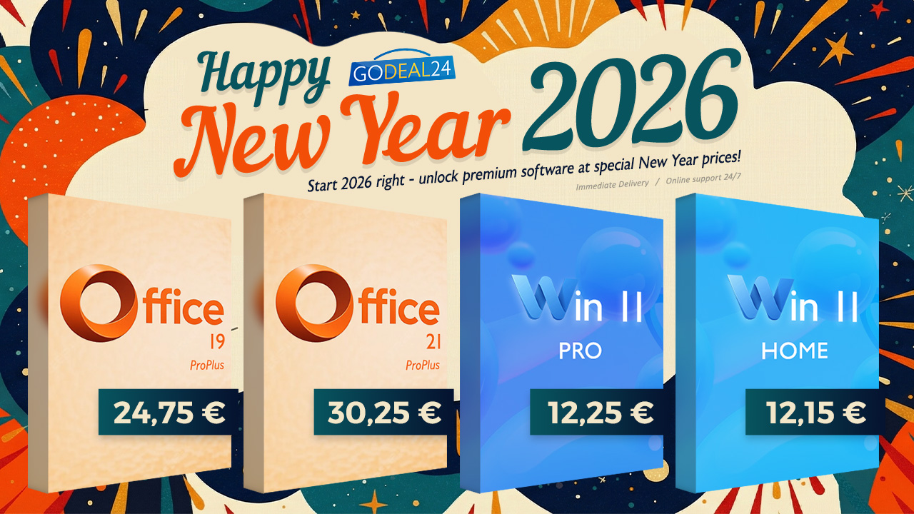 Novoroční výprodej 2026: Začněte nový rok s Office 2021 Pro za 25 € a Win 11 Pro za 12 €