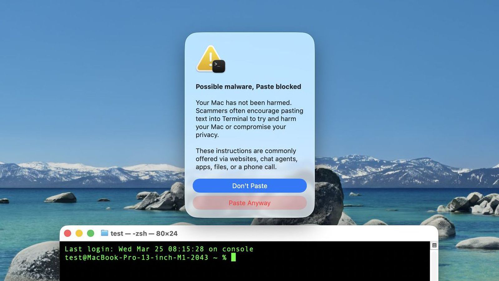 macOS Tahoe 26 4 Terminal Warning