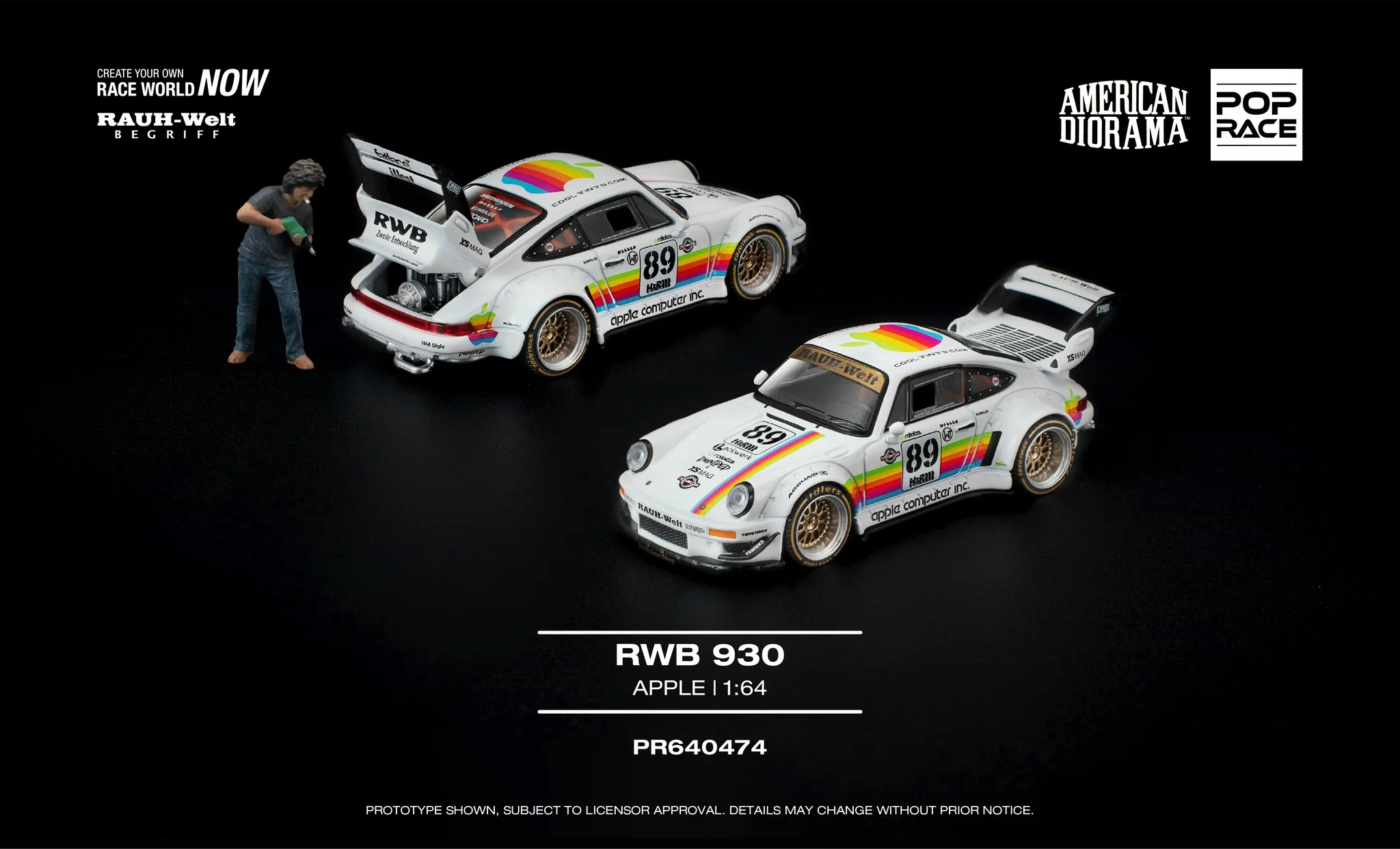 Vychází extrémní vzácnost: model RWB 930 Apple v měřítku 1:64 s figurkou Akira Nakai