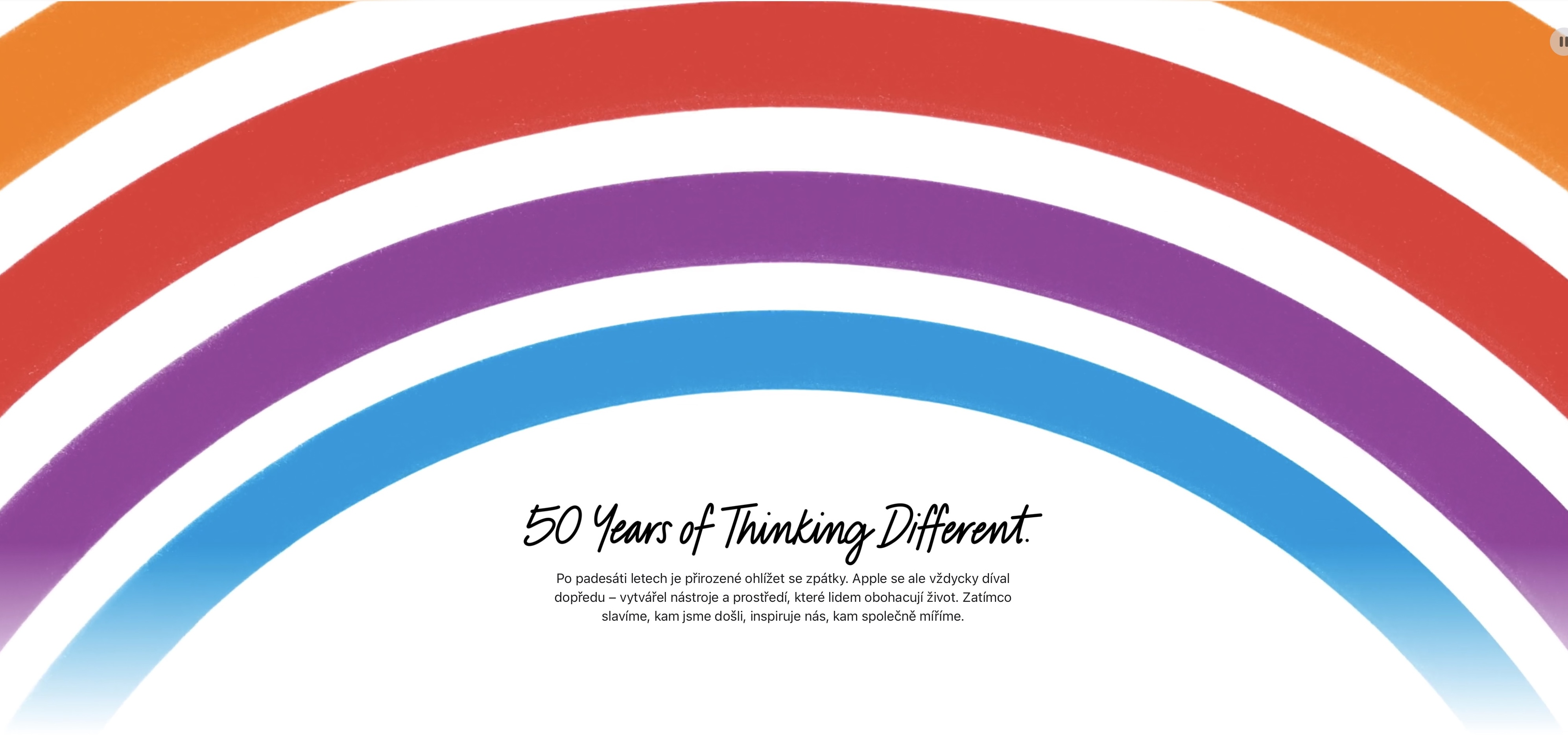 Apple slaví 50: Tim Cook vzpomíná na klíčové produkty předešlých let, web Applu se zbarvil do duhy