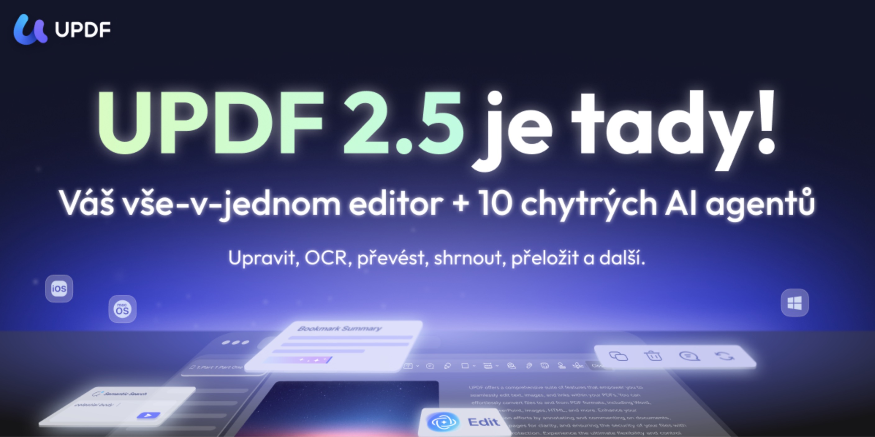 UPDF 2.5: Chytřejší editor PDF s integrovanými AI agenty, navržený pro zařízení Apple
