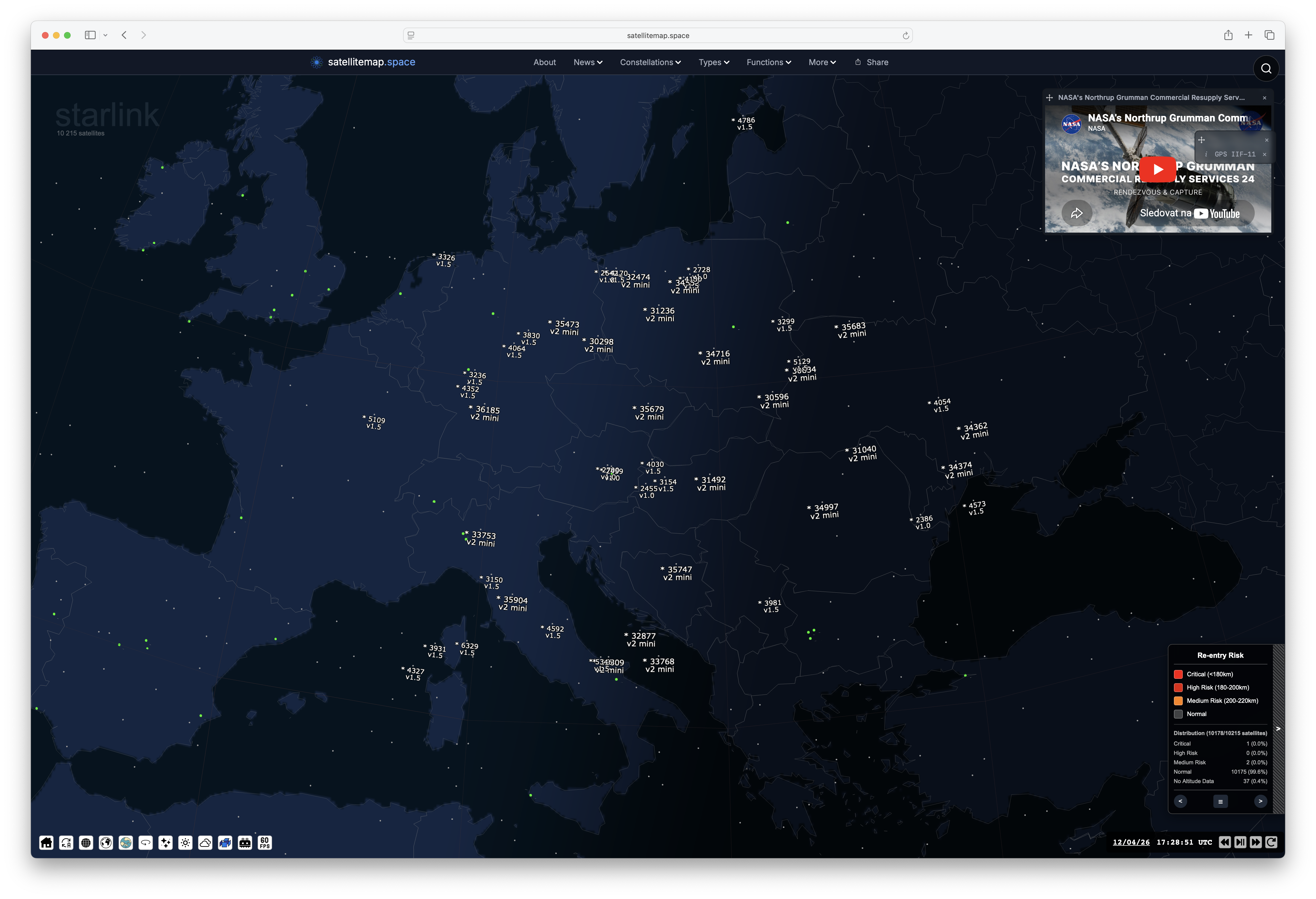 Tahle mapa vám otevře oči: Ukazuje tisíce satelitů nad Zemí v reálném čase a je návyková