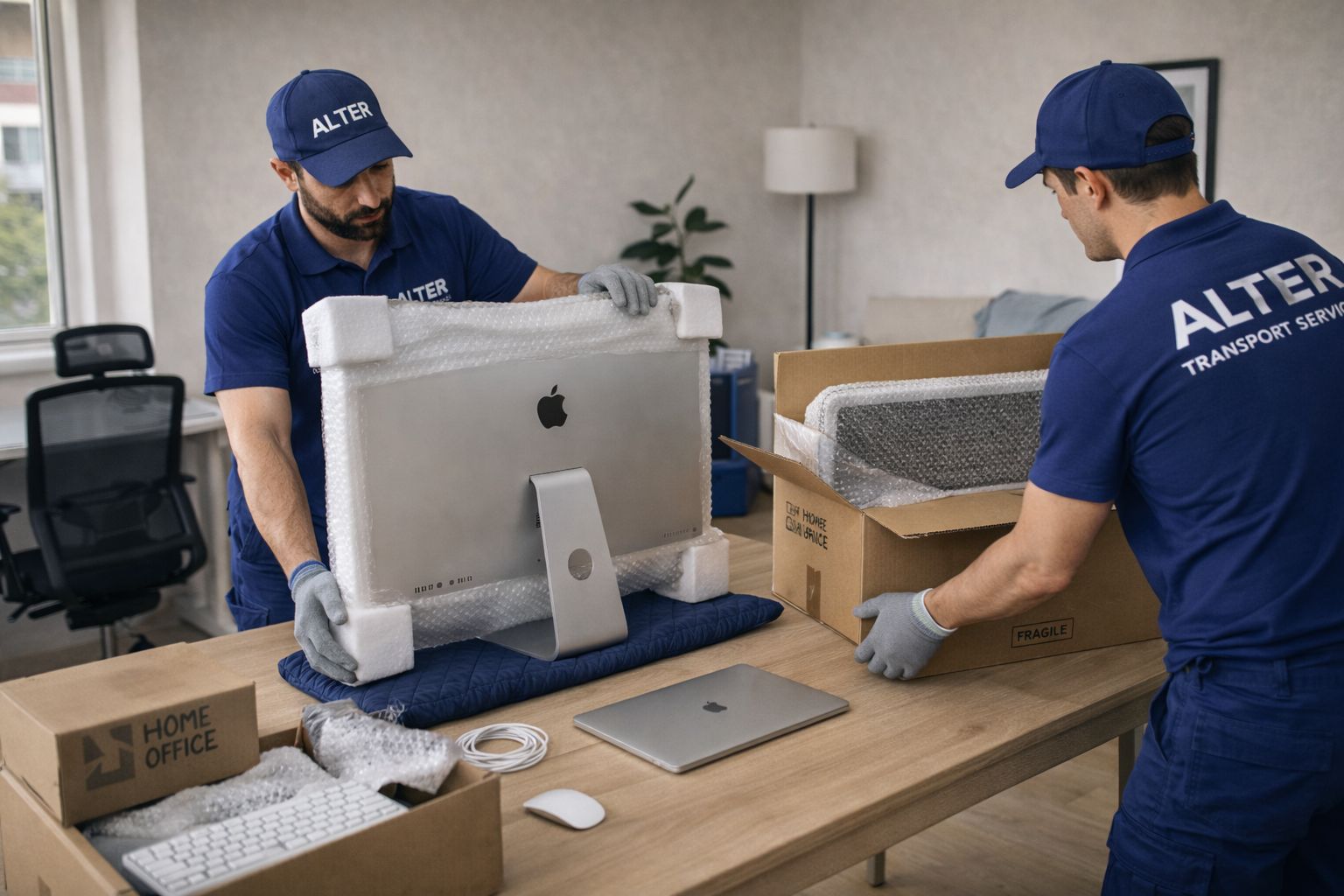 Jak bezpečně přepravit iMac, Studio Display a celý home office