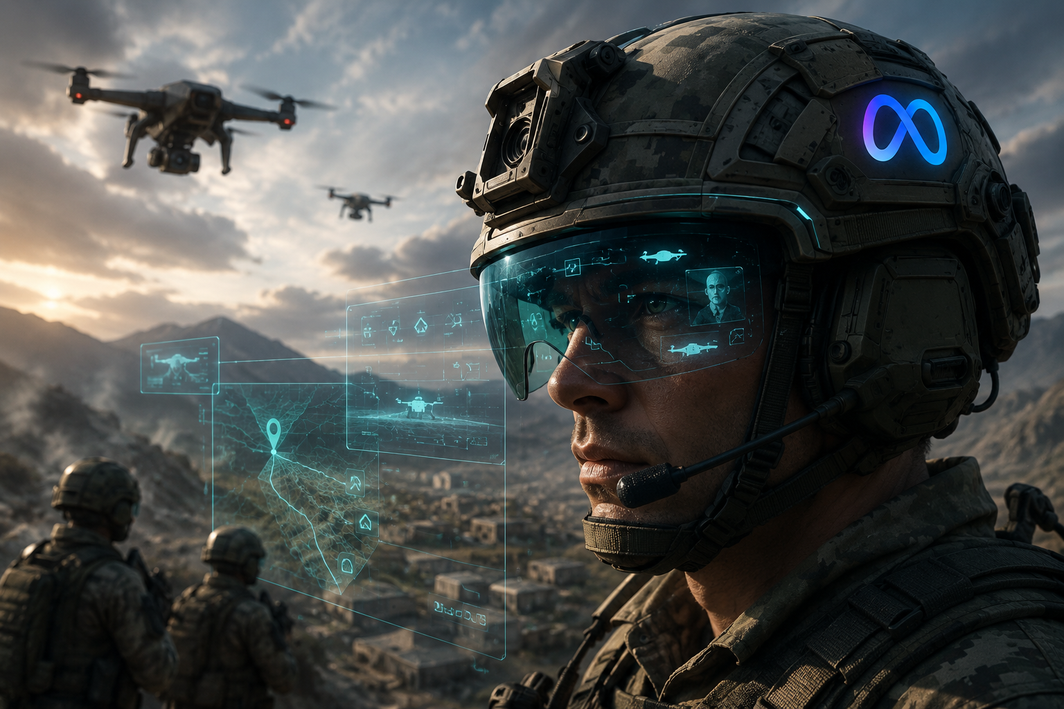 Meta helmet for Army with AI and display