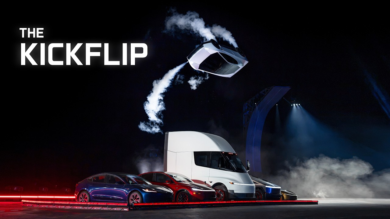 tesla roadster kickflip